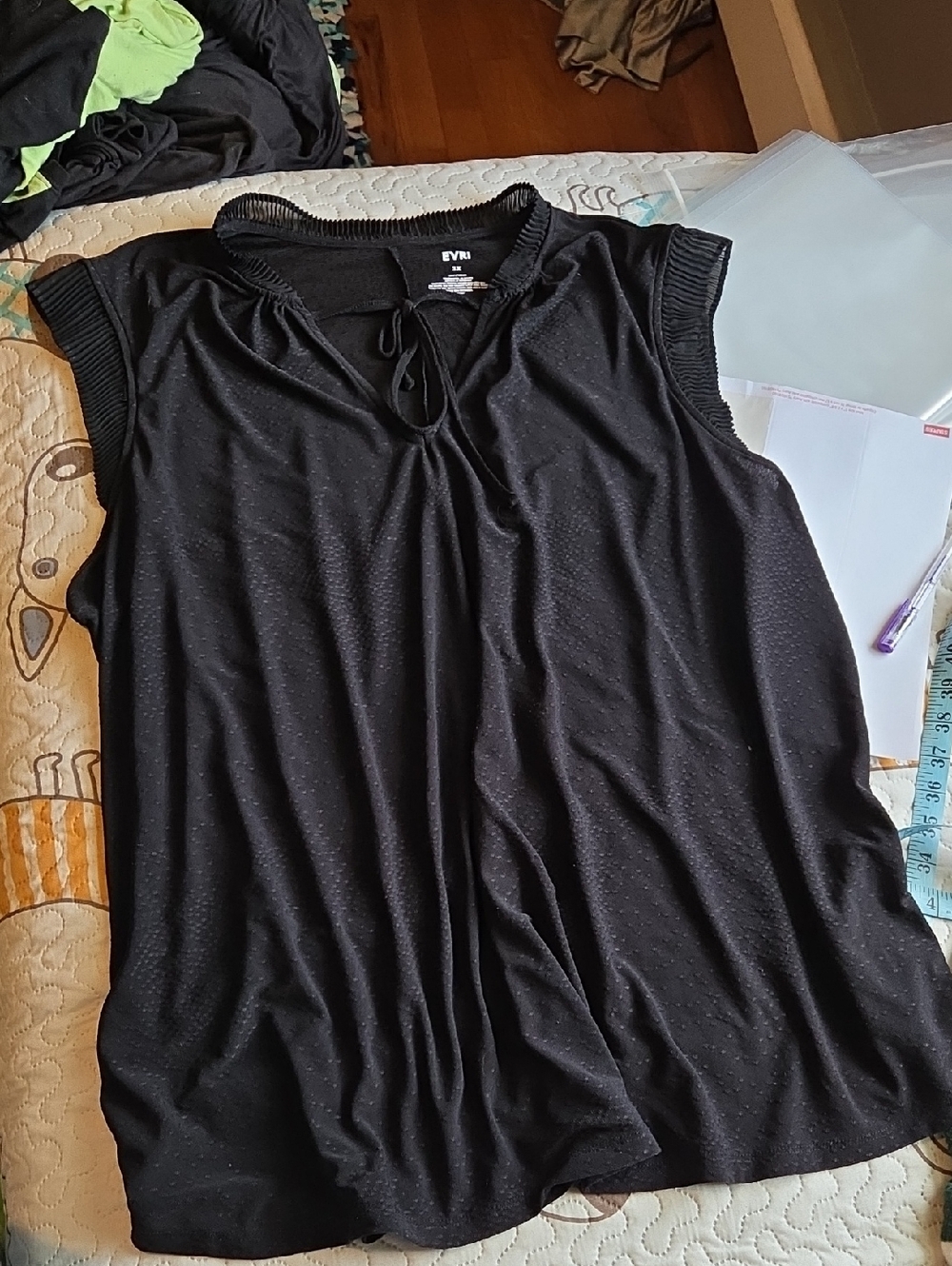 EVRI Black Sleeveless Tie-Neck Blouse